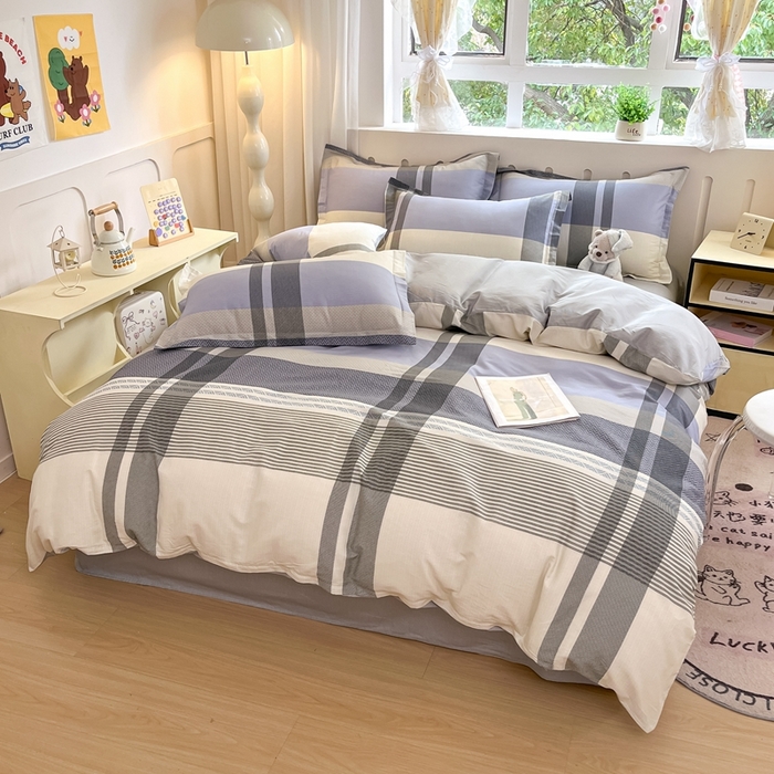 91家纺网 家纺一手货源 找家纺 大吉 2025新款100全棉纯棉喷气小清新被套四件套纯棉三件套床笠四件套单被套单枕套 卡迪