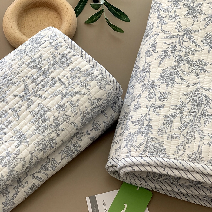 91家纺网 家纺一手货源 找家纺 汇庭 2025新款全棉床盖三件套-实拍 美蓝