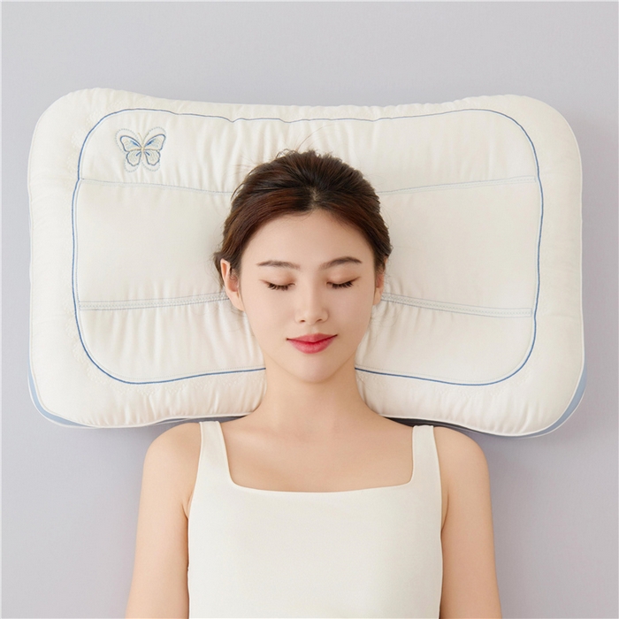 91家纺网 家纺一手货源 找家纺 （总）昕科 2025新款蚕丝蝴蝶立体枕头-莱赛尔天丝桑蚕丝绣花枕芯蝴蝶刺绣枕