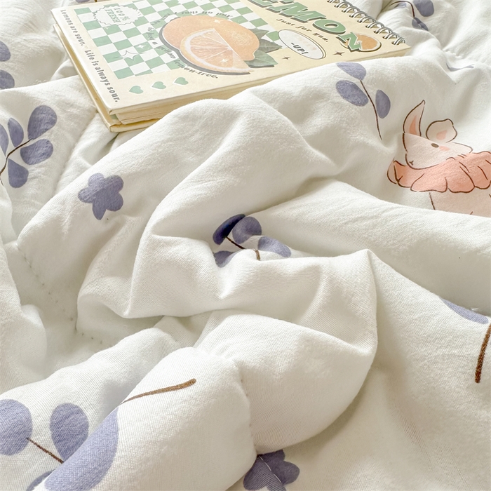 91家纺网 家纺一手货源 找家纺 慕尚家纺  2025春夏新款乳胶凉席水洗棉夏被夏凉被空调被三件套四件套 兔稚