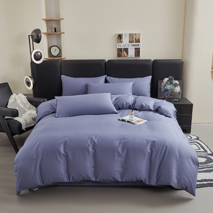 雅萱家纺 2025新款40S斜纹13372全棉纯色四件套 40S宾利蓝