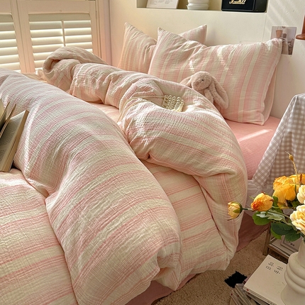 91家纺网 家纺一手货源 找家纺 （总）田野2025新款全棉皱皱纱四件套