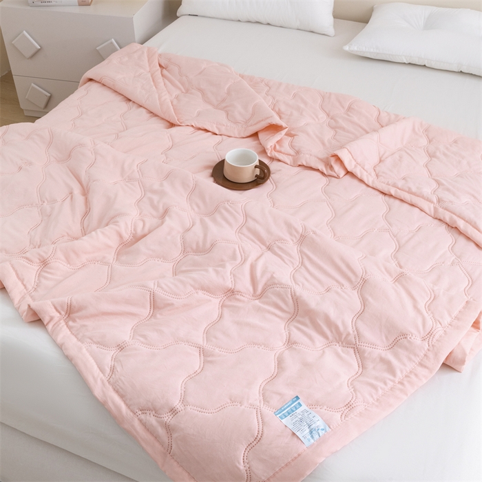 91家纺网 家纺一手货源 找家纺 席万佳 2025新款直播热款印花夏凉被空调被被子被芯水洗棉夏被 粉玉色