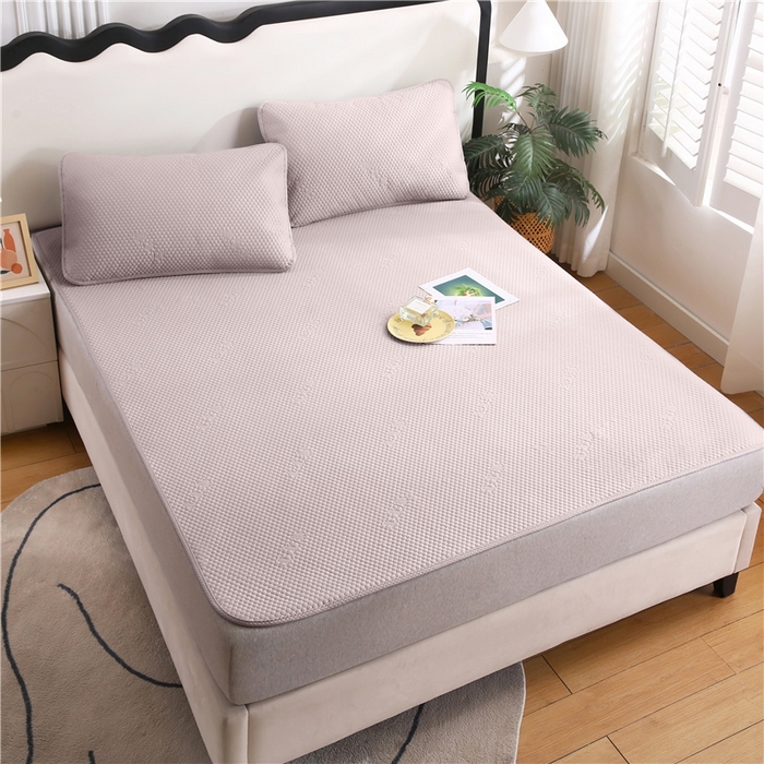 91家纺网 家纺一手货源 找家纺 2025新款3D凉豆豆凉感席子圆角床席款凉席三件套 凉豆豆-粉玉