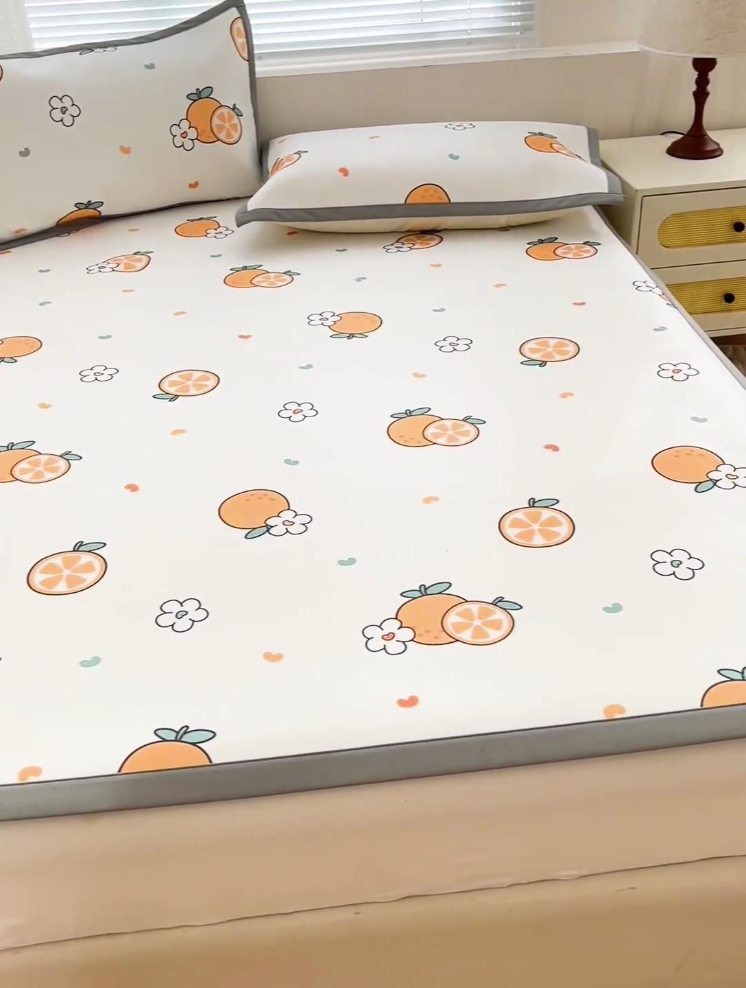 91家纺网 家纺一手货源 找家纺 富馨莱 2025新款平铺款冰藤印花凉席A类抗菌冰丝席支持定制尺寸 心想事成