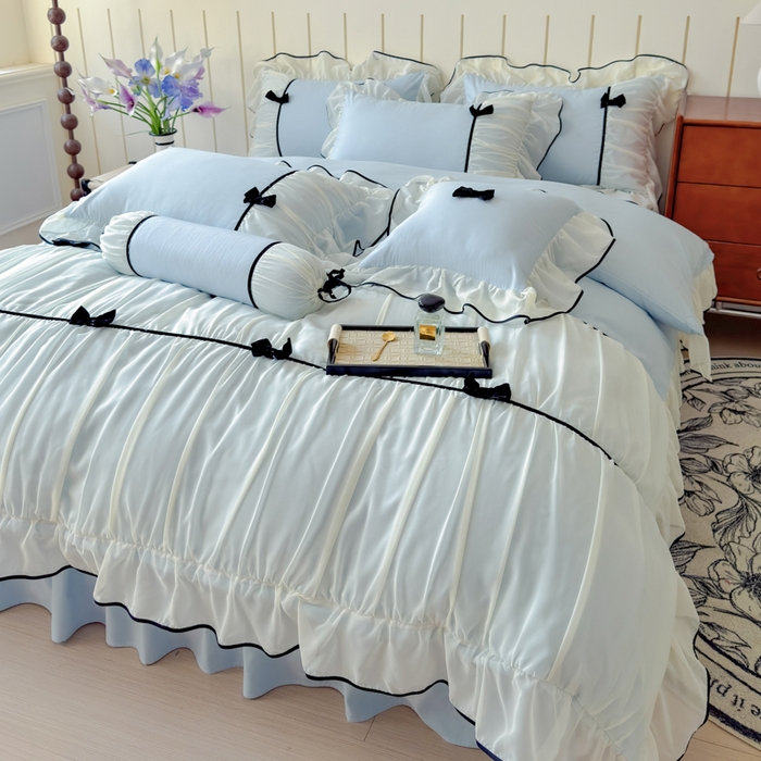 91家纺网 家纺一手货源 找家纺 狂想家（床边故事）2025赛琳法式高定四件套 赛琳晴空兰