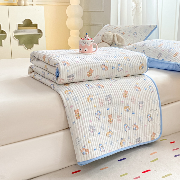 91家纺网 家纺一手货源 找家纺 顺顺家纺 2025新款全棉卡通夹棉床盖 萌宠大会