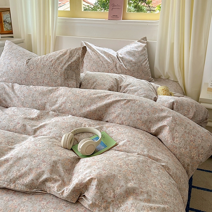 91家纺网 家纺一手货源 找家纺 田野2025新款13372全A全棉四件套 春色