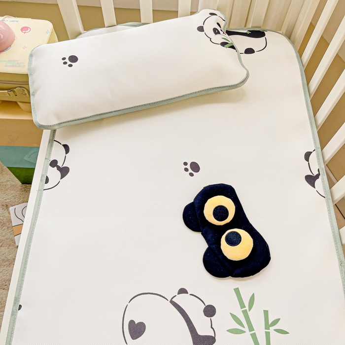 91家纺网 家纺一手货源 找家纺 富馨莱 2025新款幼儿园冰丝席A类抗菌儿童空调席支持定制尺寸 熊猫胖胖