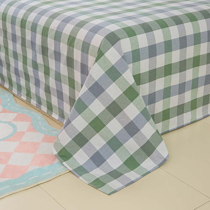 91家纺网 家纺一手货源 找家纺 首爱家纺 2025新款色织老粗布床单老粗布凉席三件套 森眸