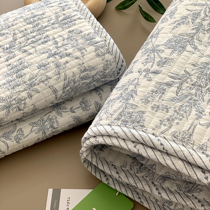 91家纺网 家纺一手货源 找家纺 汇庭 2025新款全棉床盖三件套-实拍 美蓝