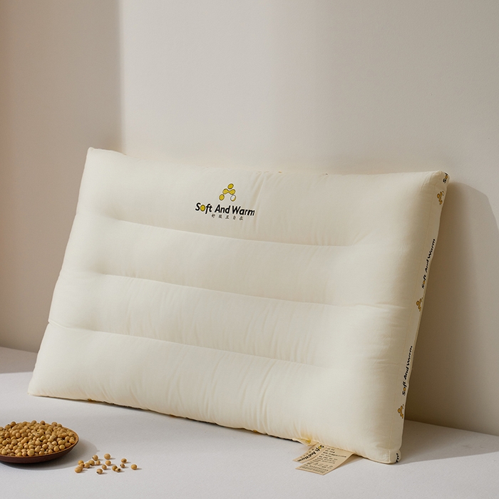 91家纺网 家纺一手货源 找家纺 昕科 2025新款全棉A类大豆纤维立体安睡枕头-高中低款-纯棉大豆纤维枕芯 大豆立体安睡-低枕