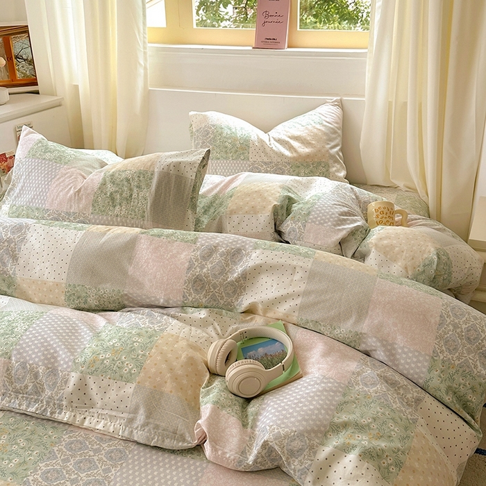 91家纺网 家纺一手货源 找家纺 田野2025新款13372全A全棉四件套 阳光花房