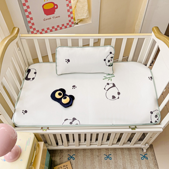 91家纺网 家纺一手货源 找家纺 富馨莱 2025新款幼儿园冰丝席A类抗菌儿童空调席支持定制尺寸 熊猫胖胖