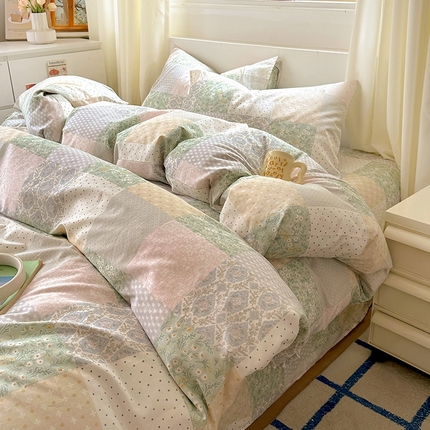 91家纺网 家纺一手货源 找家纺 田野2025新款13372全A全棉四件套 阳光花房