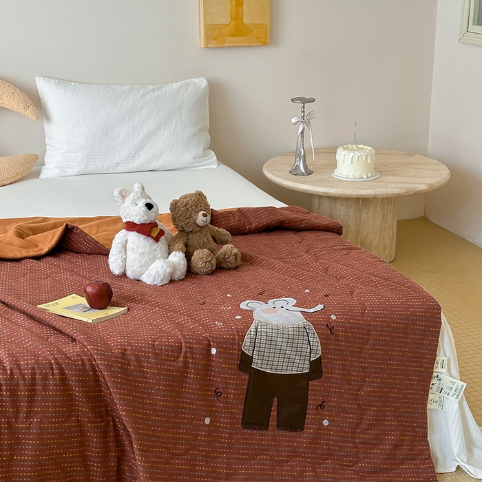 91家纺网 家纺一手货源 找家纺 月夏 2025新款全棉色织提花新疆棉花夏被被子被芯-彩点律动 彩点律动-桔色