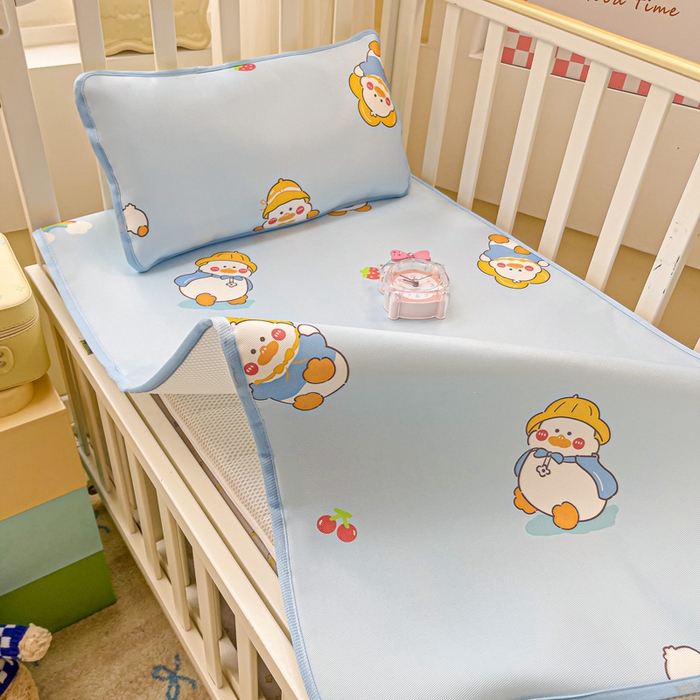 91家纺网 家纺一手货源 找家纺 富馨莱 2025新款幼儿园冰丝席A类抗菌儿童空调席支持定制尺寸 开心鸭