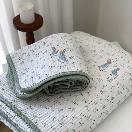 91家纺网 家纺一手货源 找家纺 汇庭 2025新款全棉床盖三件套-实拍 萝卜兔