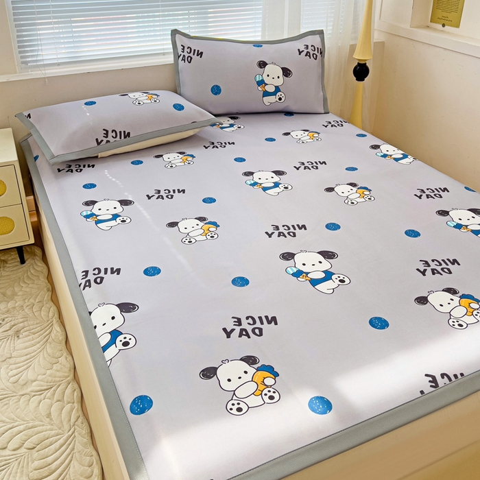 91家纺网 家纺一手货源 找家纺 富馨莱 2025新款平铺款冰藤印花凉席A类抗菌冰丝席支持定制尺寸 乖乖狗