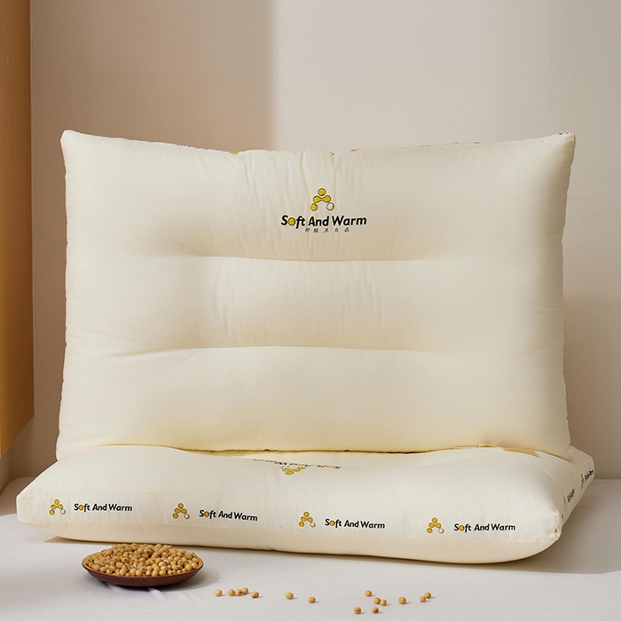 91家纺网 家纺一手货源 找家纺 昕科 2025新款全棉A类大豆纤维立体安睡枕头-高中低款-纯棉大豆纤维枕芯 大豆立体安睡-中枕
