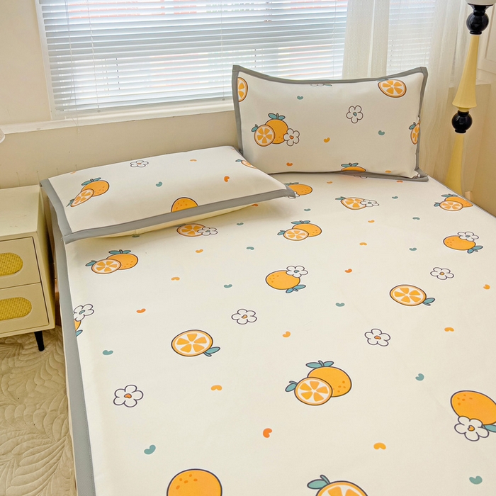 91家纺网 家纺一手货源 找家纺 富馨莱 2025新款平铺款冰藤印花凉席A类抗菌冰丝席支持定制尺寸 心想事成