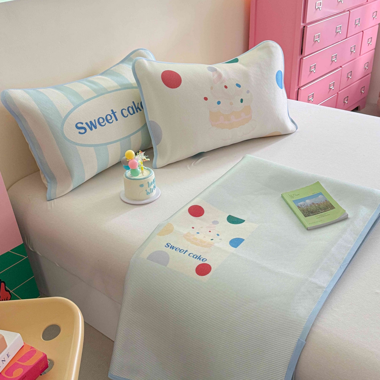 91家纺网 家纺一手货源 找家纺 美乐迪家纺 2025新款数码印花养生冰藤凉席 奶油泡芙