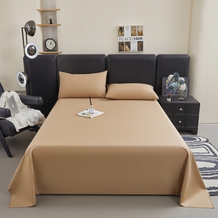 雅萱家纺 2025新款40S斜纹13372全棉纯色床单 40S卡其色