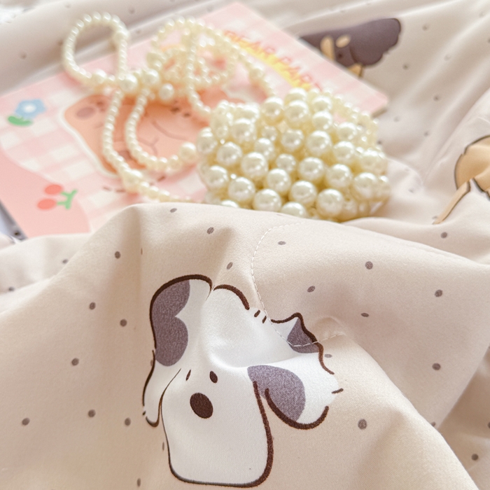 91家纺网 家纺一手货源 找家纺 慕尚家纺 2025新款水洗棉花边工艺羽丝棉卡通系列夏被 巴克狗