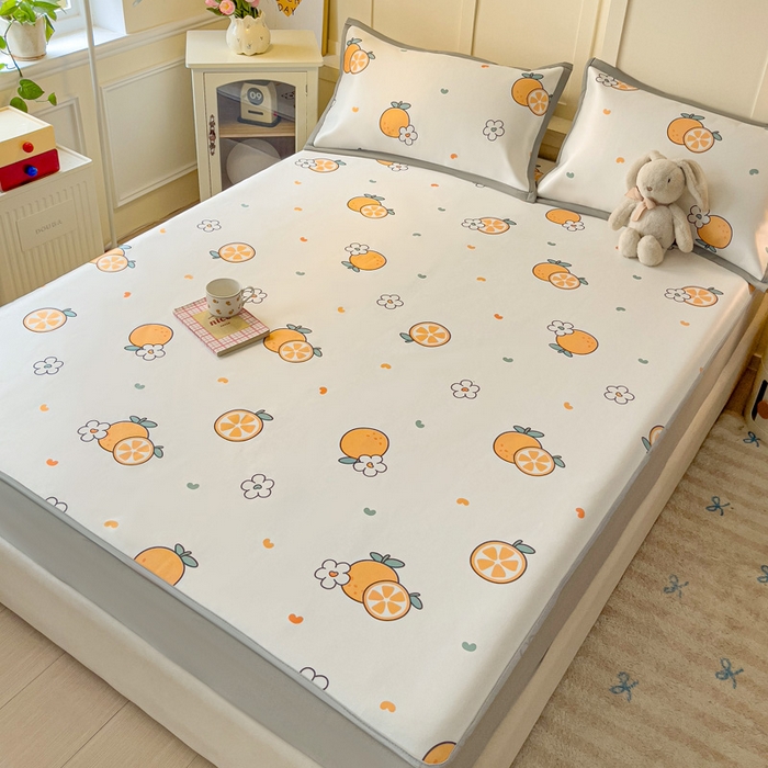 91家纺网 家纺一手货源 找家纺 富馨莱 2025新款床笠款冰藤印花凉席A类抗菌冰丝席支持定制尺寸 心想事成