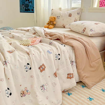 91家纺网 家纺一手货源 找家纺 （总）慕尚家纺 2025新款水洗棉花边工艺羽丝棉卡通系列夏被