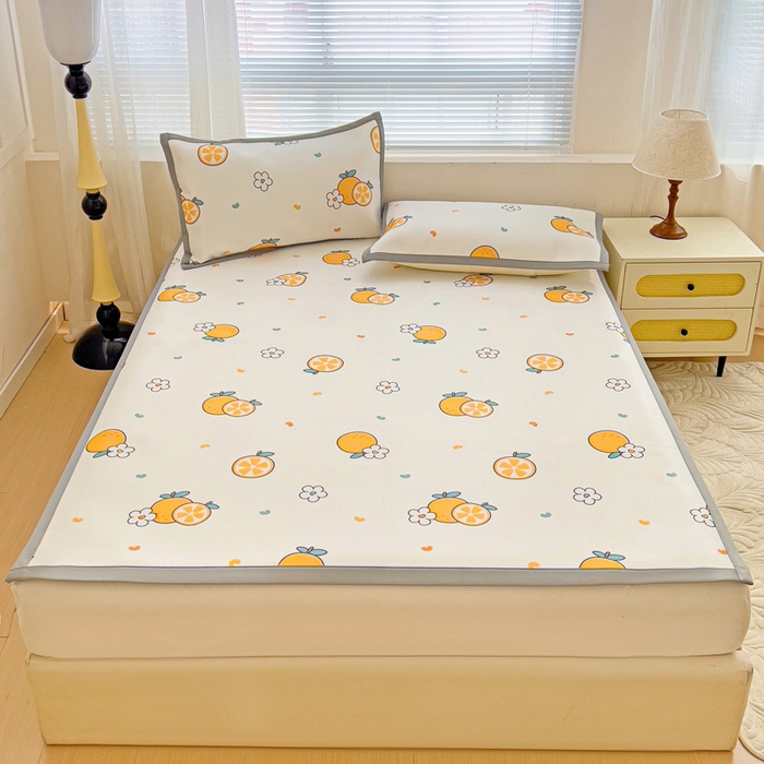 91家纺网 家纺一手货源 找家纺 富馨莱 2025新款平铺款冰藤印花凉席A类抗菌冰丝席支持定制尺寸 心想事成