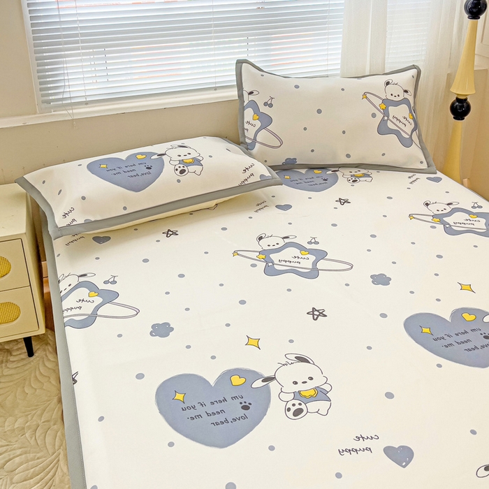 91家纺网 家纺一手货源 找家纺 富馨莱 2025新款平铺款冰藤印花凉席A类抗菌冰丝席支持定制尺寸 星星狗