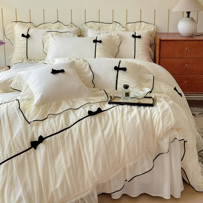 91家纺网 家纺一手货源 找家纺 狂想家（床边故事）2025赛琳法式高定四件套 赛琳奶昔白