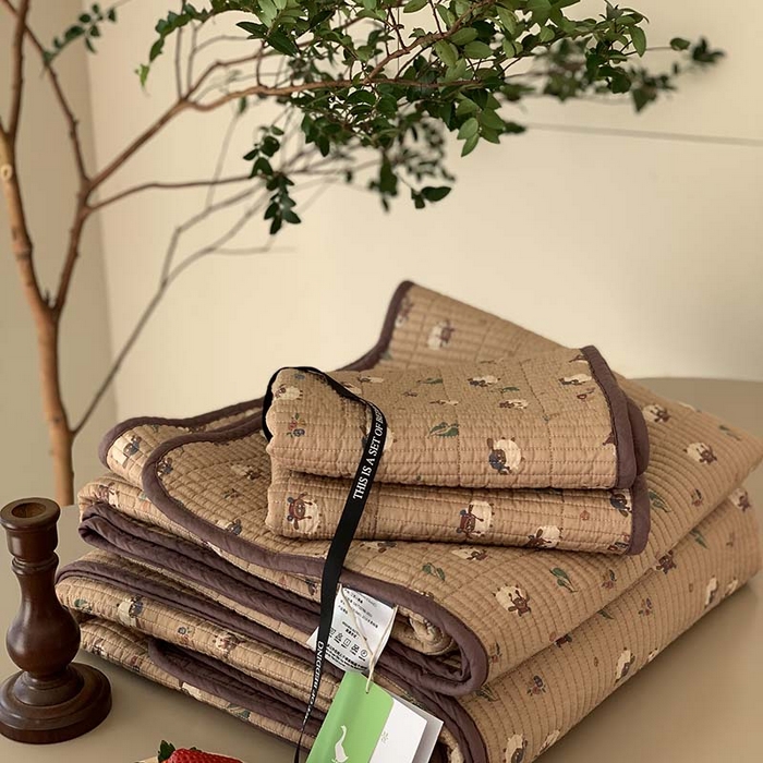 91家纺网 家纺一手货源 找家纺 汇庭 2025新款蔓莎床盖三件套系列-实拍 雪莉咩