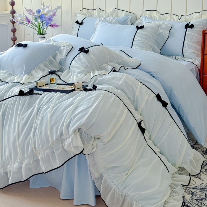 91家纺网 家纺一手货源 找家纺 狂想家（床边故事）2025赛琳法式高定四件套 赛琳晴空兰