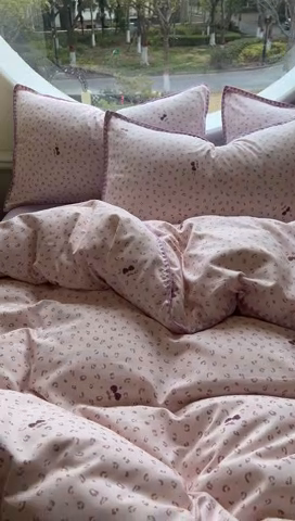 91家纺网 家纺一手货源 找家纺 葡萄家 2025爆款高克重彩色三角针A类针织双层纱四件套 提供买家秀 幸绘紫