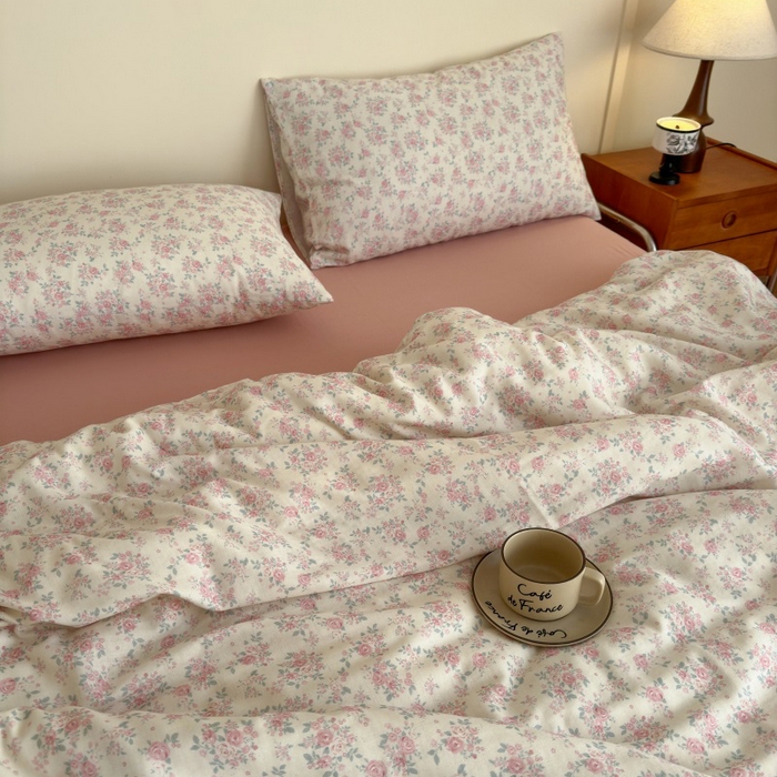 91家纺网 家纺一手货源 找家纺 曲之慕2025新款A类母婴级有氧全棉纯棉双层纱印花四件套 梅林春晓-米