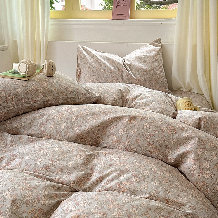 91家纺网 家纺一手货源 找家纺 田野2025新款13372全A全棉四件套 春色