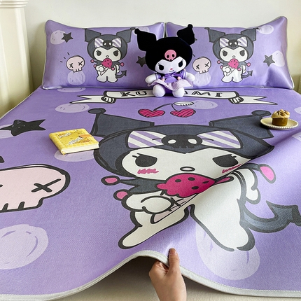 91家纺网 家纺一手货源 找家纺 米帛家纺 2025新款 A类大版三丽鸥冰藤席-床席款 圆点库洛米