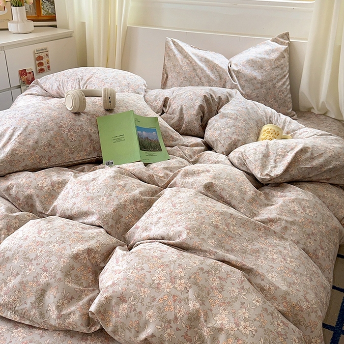 91家纺网 家纺一手货源 找家纺 田野2025新款13372全A全棉四件套 春色