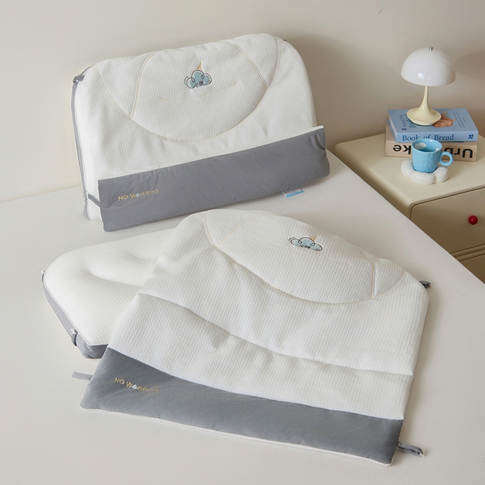 91家纺网 家纺一手货源 找家纺 昕科 2025新款云颈二合一可拆卸牵引枕芯-小被子小毯子枕头刺绣双层枕芯 云颈二合一枕-灰色