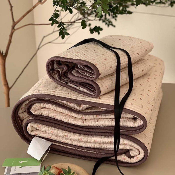 91家纺网 家纺一手货源 找家纺 汇庭 2025新款蔓莎床盖三件套系列-实拍 冰淇淋