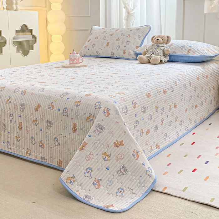 91家纺网 家纺一手货源 找家纺 顺顺家纺 2025新款全棉卡通夹棉床盖 萌宠大会