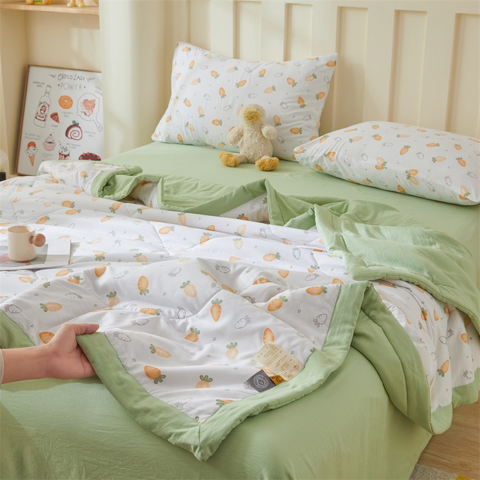 91家纺网 家纺一手货源 找家纺 2025新款小花款新疆棉花夏被【棉花含量100%】夏季空调被薄被子可机洗夏凉被 胡萝卜