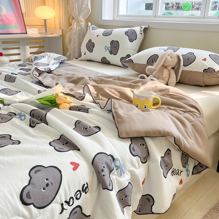 91家纺网 家纺一手货源 找家纺 贝扬思家纺 2025新款水洗皱皱纱系列夏被-系列二 曲奇碎卷卷