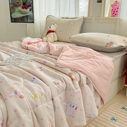 慕尚家纺  2025春夏新款乳胶凉席水洗棉夏被夏凉被空调被三件套四件套 哈哈俱乐部