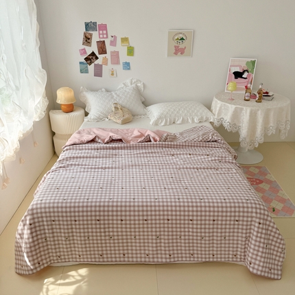 云锦家居  2025新款A类牛奶针织棉夏凉被被子被芯 格伦-粉