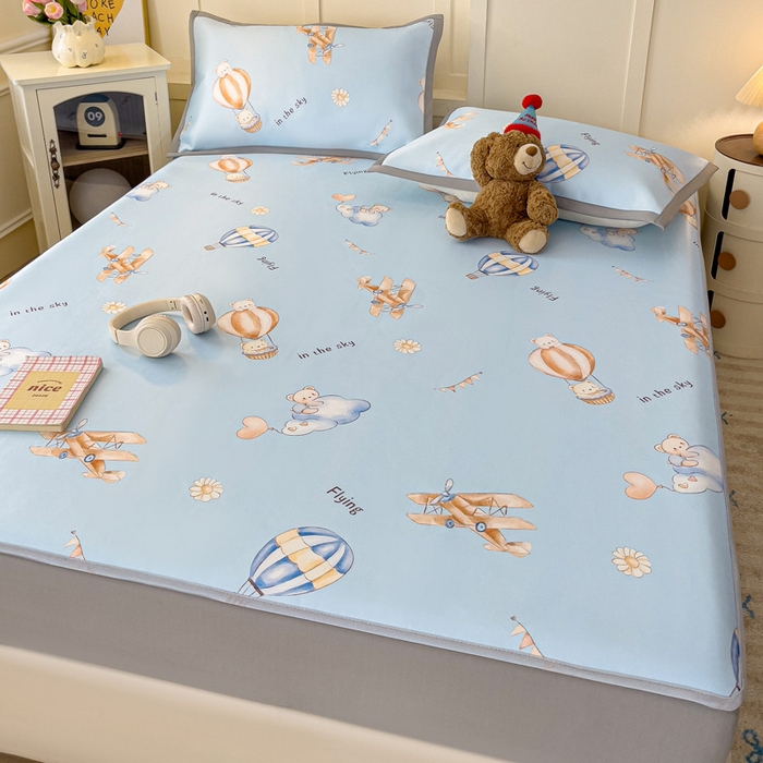 91家纺网 家纺一手货源 找家纺 富馨莱 2025新款床笠款冰藤印花凉席A类抗菌冰丝席支持定制尺寸 星空探险家