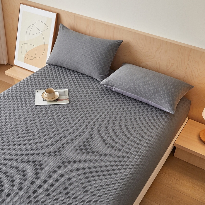 91家纺网 家纺一手货源 找家纺 （总）梦镜2025新款A类亲肤棉华夫格棋盘格防水床笠