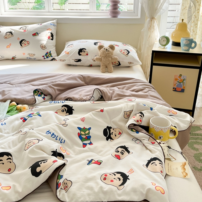 91家纺网 家纺一手货源 找家纺 贝扬思家纺 2025新款水洗皱皱纱系列夏被-系列二 趣味小新